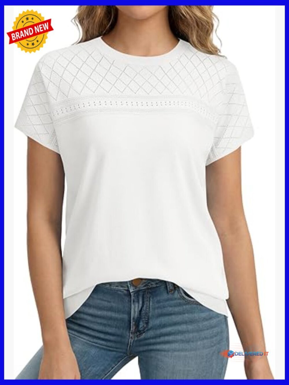 Ribbed Hollow Out Round Neck Short Sleeve Pullover Sweater Top